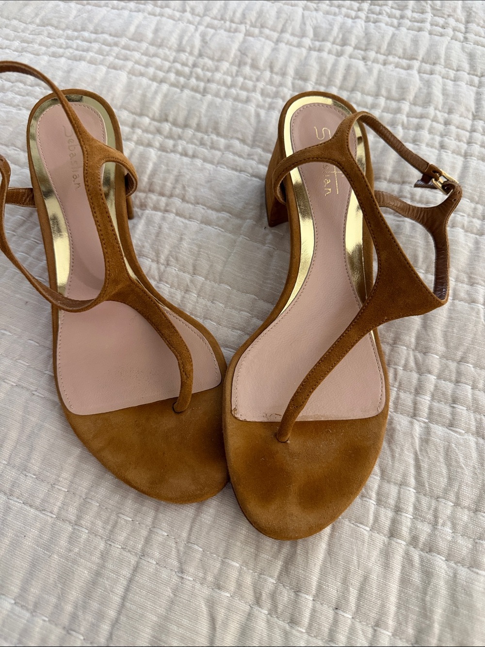 Sebastian made in Italy Suede leather Brown Slingback Sandals